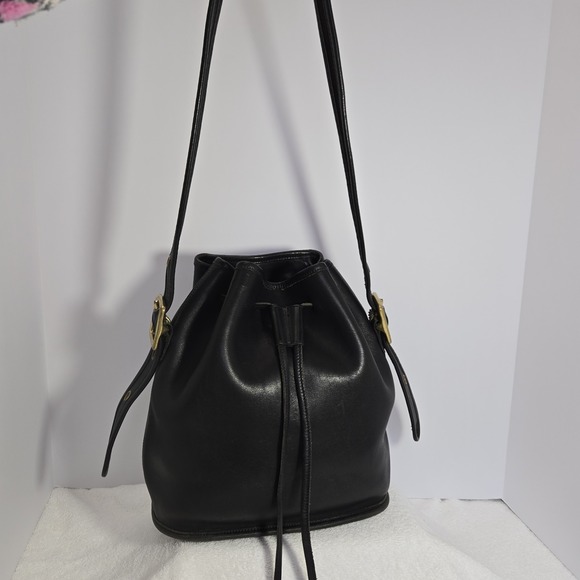 Vtg Coach 9952 Lula Legacy Black Turkish Leather Drawstring Bucket Shoulder Bag - Picture 2 of 16